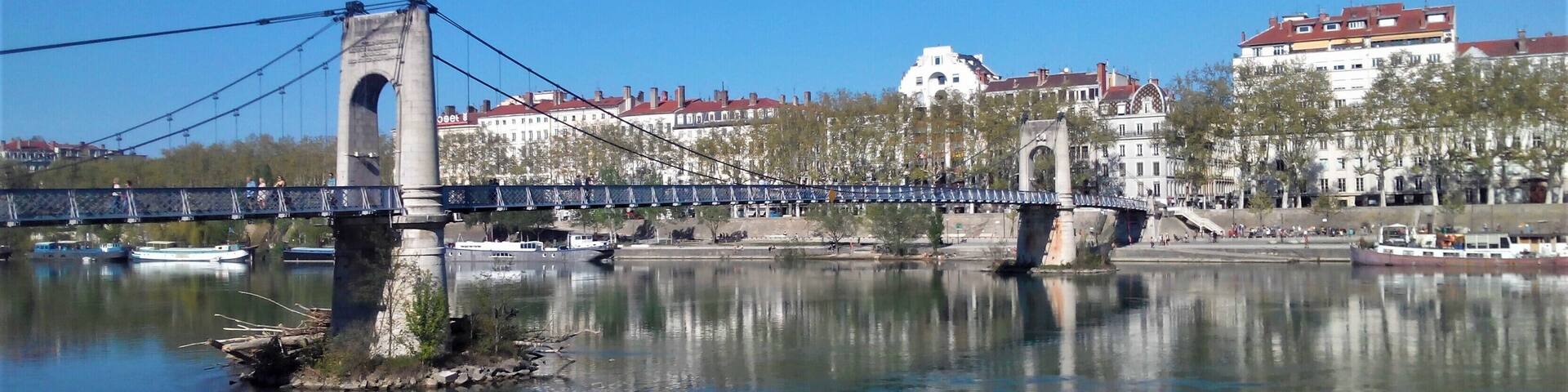 The bridge linking the Quai Jean Moulin to the Quai General Sarrail #River #Rhone #Lyon #Passerelle #LifeatExpedia #BVSBlue #TroveonTuesday