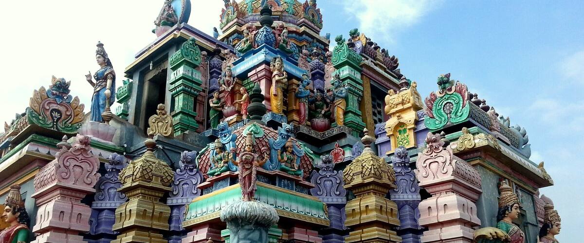 A temple with intricate carvings and statues.