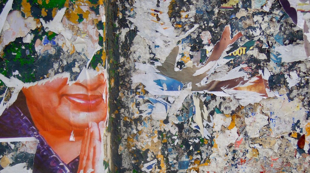 street art patchwork after sticking over and over. time rules #OnTheRoad