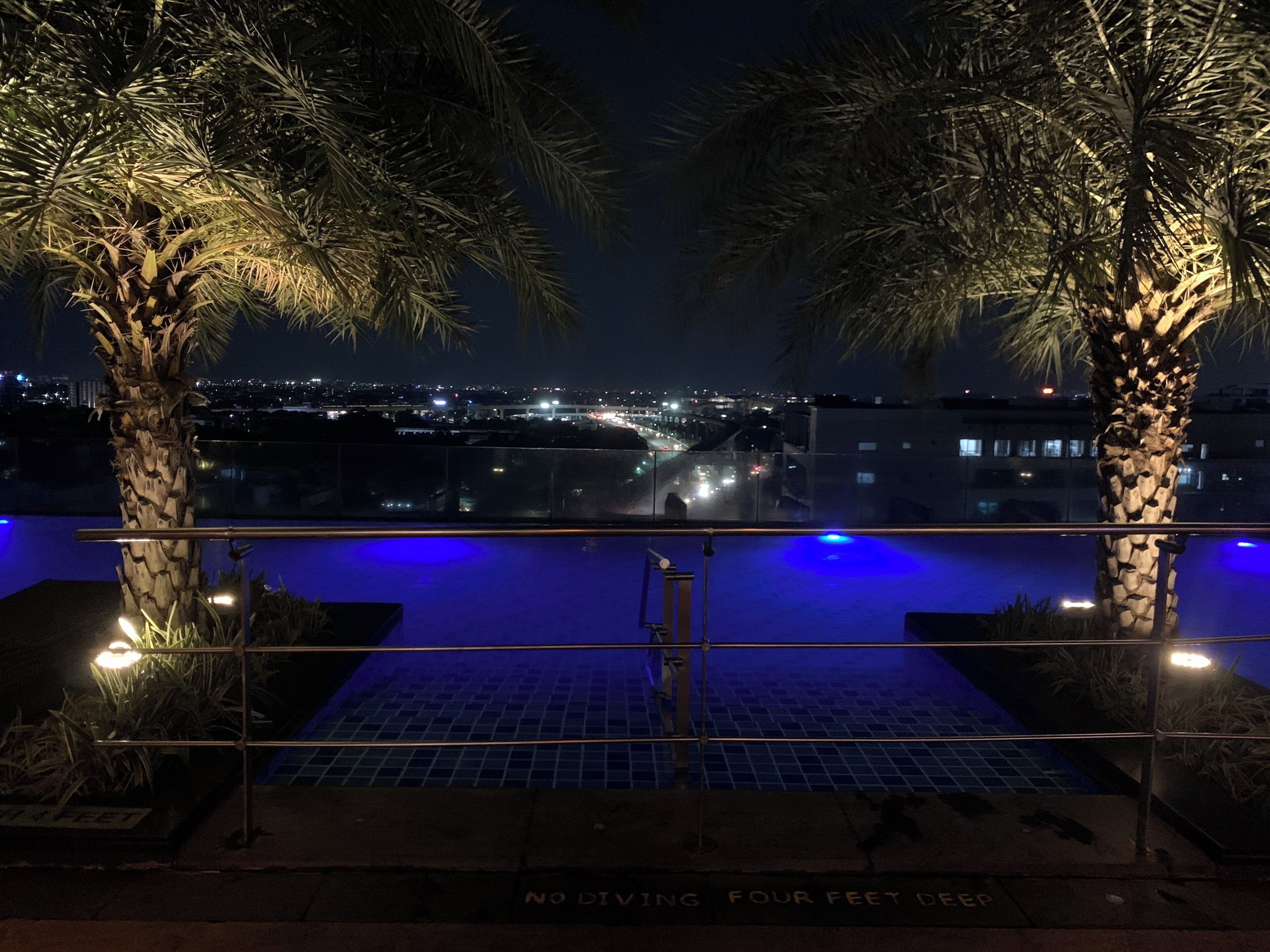 Roof top pool and bar at Hilton Chennai.