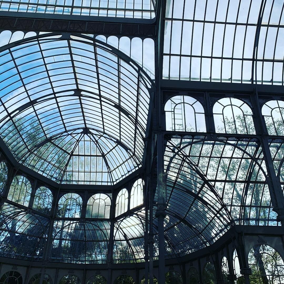 Peaceful glass ceiling at the Cristal Palace in Madrid