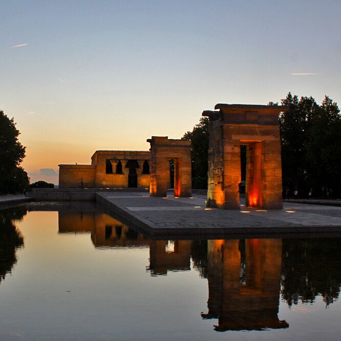 Did you know that there's an Egyptian temple in the middle of Madrid? No, I'm not making this up! 

Basically, it was given to the Spanish government as a thank you for helping save some temples in Egypt. The temple was shipped over and rebuilt in Madrid in the late 60s. It's one of very few pieces of ancient Egyptian architecture you can see outside of Egypt. 

But apart from all the history, the temple is also a great place to enjoy a picnic with friends. It's in the middle of a park, and it gives you one of the best views of the sunset in Madrid. 