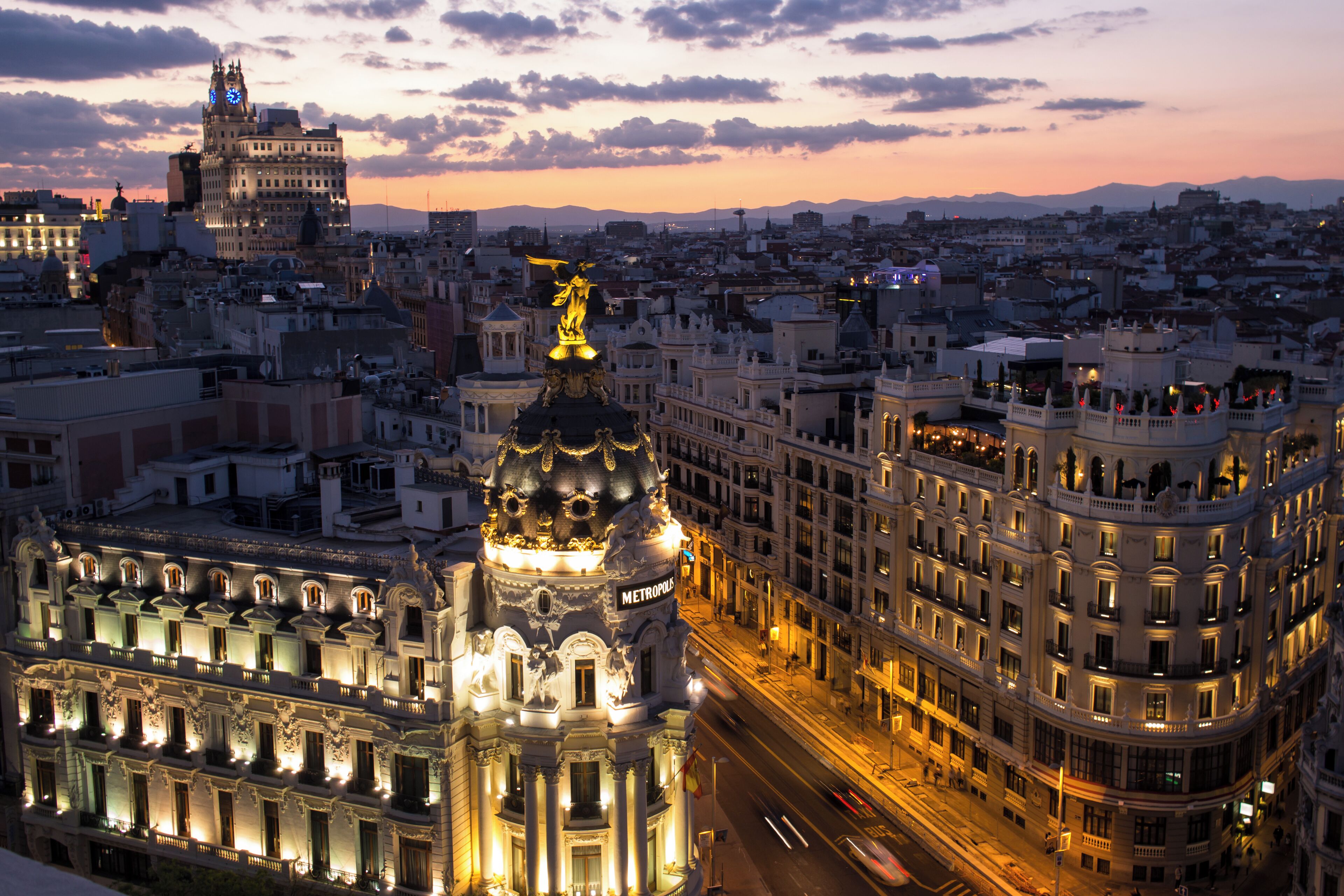 Circulo de Bellas Artes is one of the most popular and biggest of the rooftops in Madrid. The entrance fee is 4 euros but the view at night is definitely worth it.