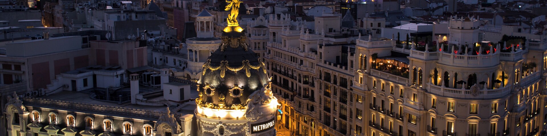 Circulo de Bellas Artes is one of the most popular and biggest of the rooftops in Madrid. The entrance fee is 4 euros but the view at night is definitely worth it.
