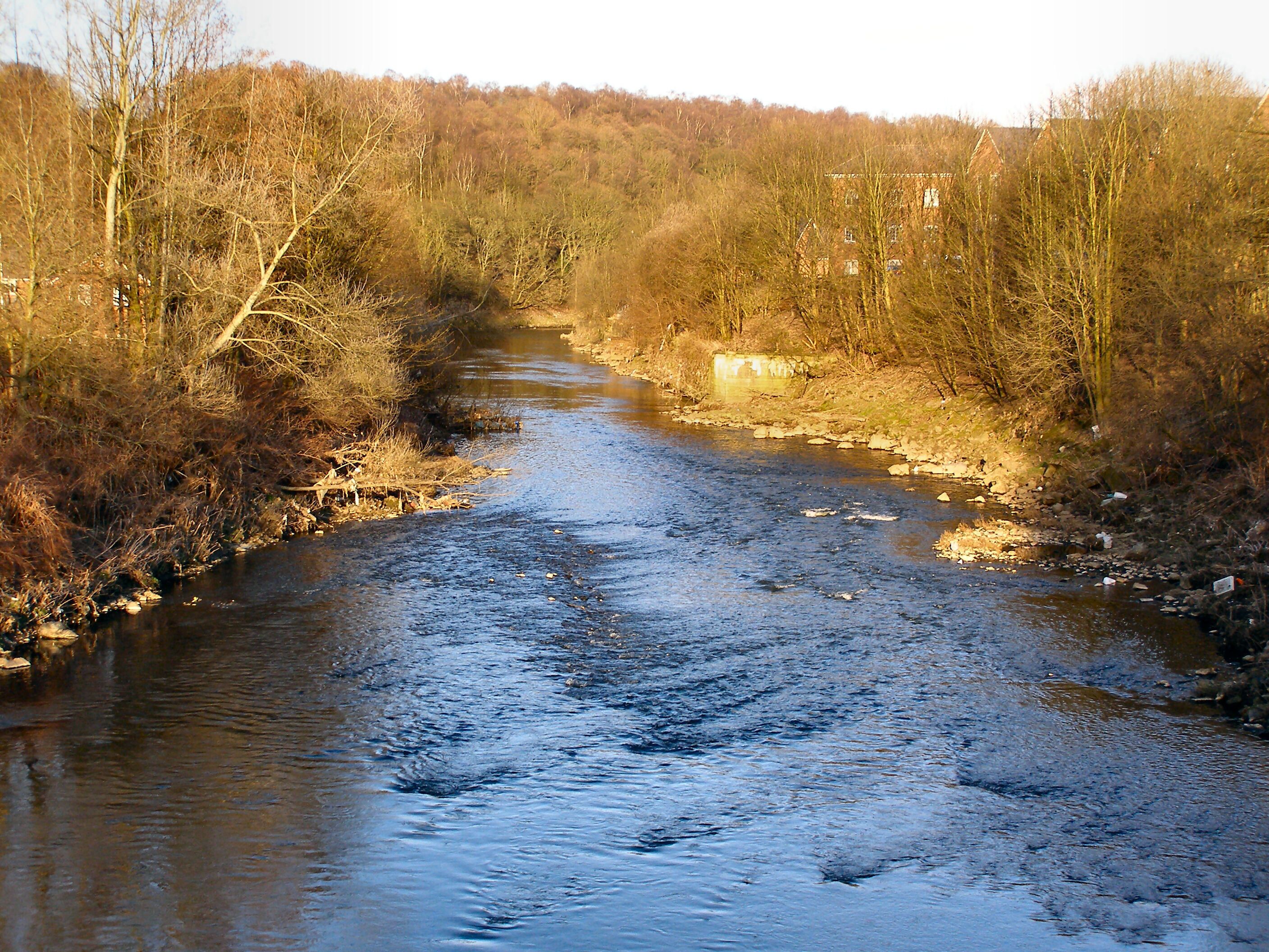 River Irwell Looking eastwards (downstream) from Prestolee bridge.