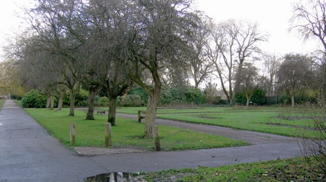 Paths & rose beds, Fog Lane Park The rose beds are on the right of the photograph.