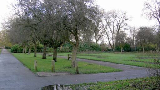 Paths & rose beds, Fog Lane Park The rose beds are on the right of the photograph.