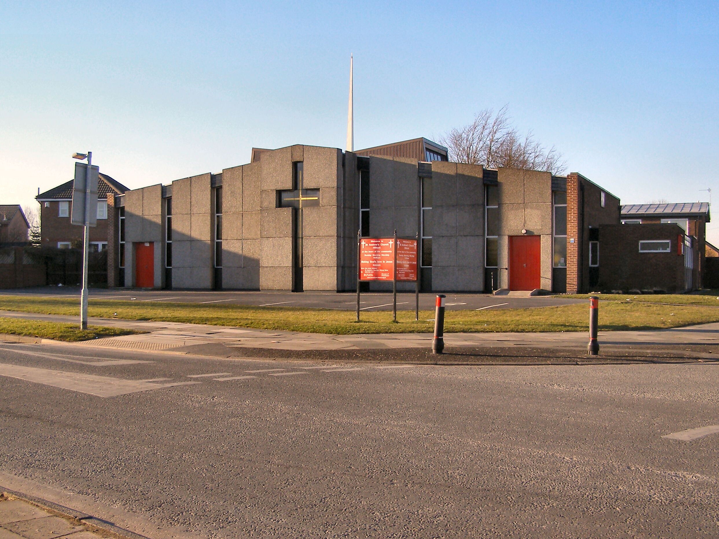 St Andrew's Parish Church, Hillock At the corner of Ribble Drive and Mersey Drive.