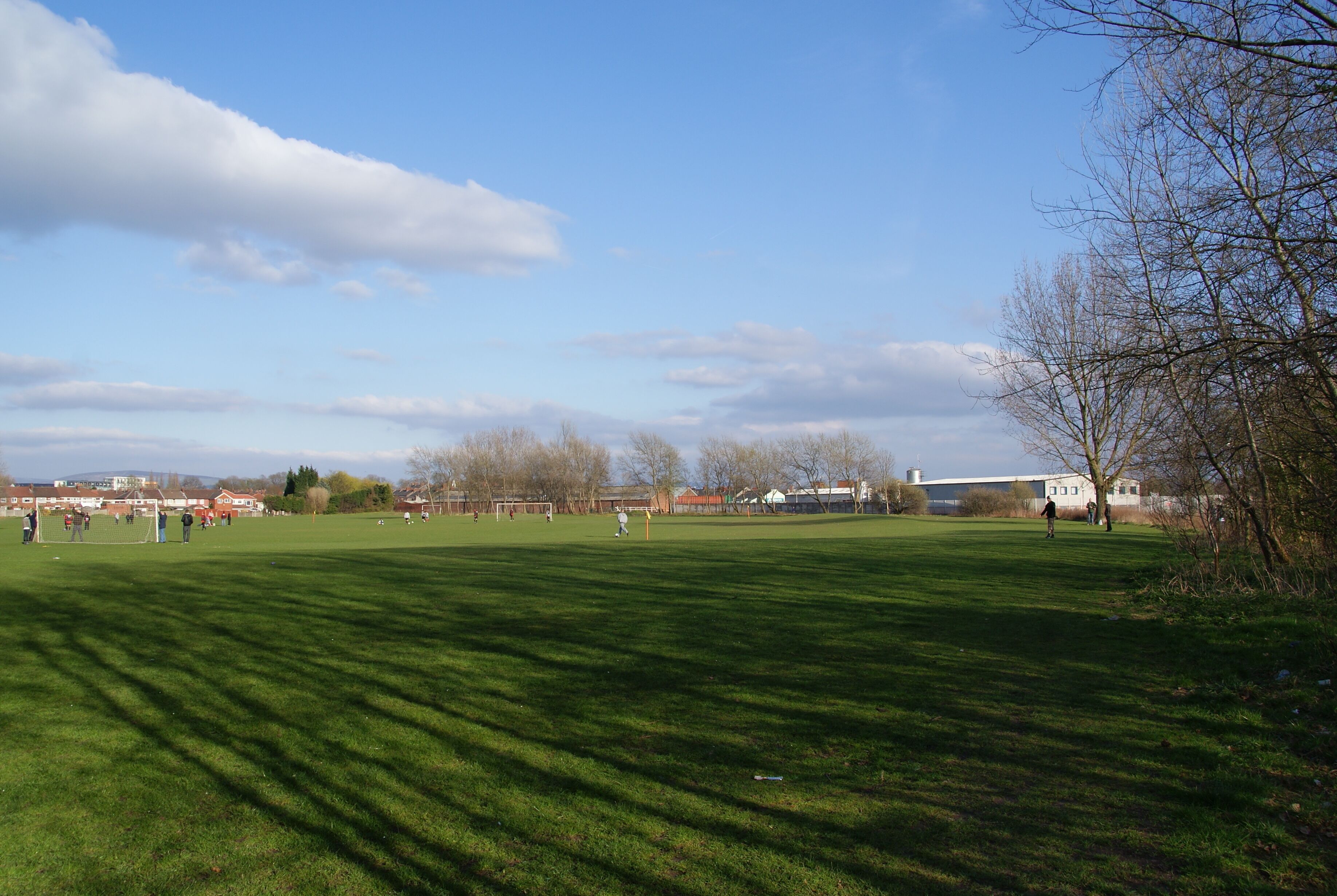 Buxton Lane playing fields Much of this land was formerly a chemical works with the ominous name of Prussiate Works. The previous owner, the East Lancashire Chemical Co, is still operating from a site further up Edge Lane. The land is much improved.
