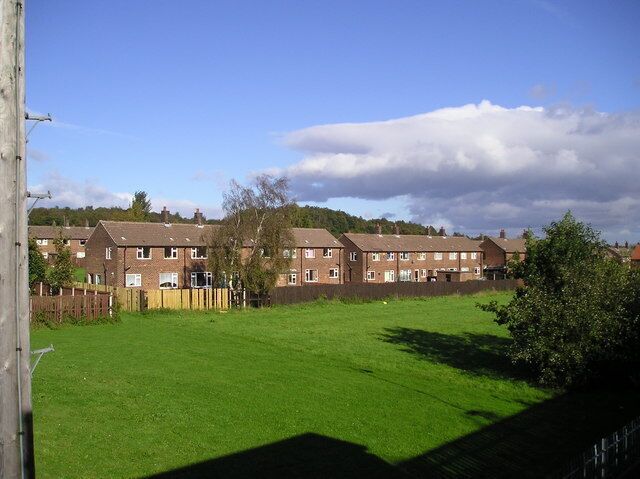 Hag Fold Estate Taken from the platform of Hag Fold railway station, overlooking a field & some of the houses on this large council estate.