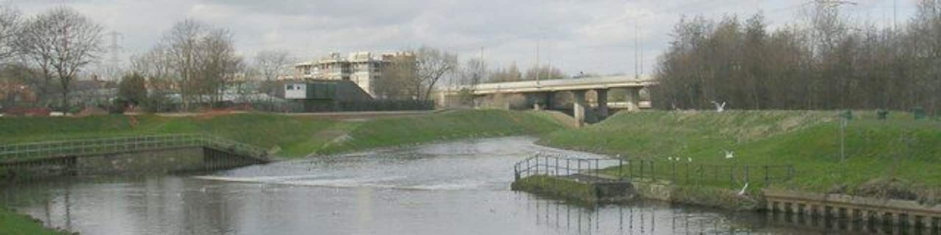 River Mersey, Northenden Looking downstream above Northenden Weir.