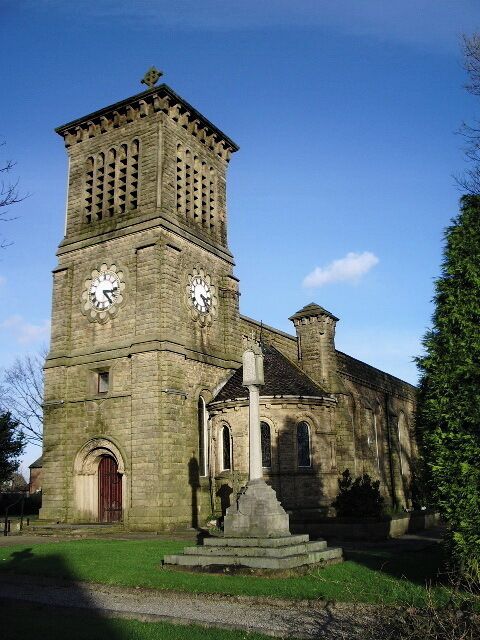 West tower of St John the Baptist parish church, Pendlebury, Greater Manchester, seen from the southwest
