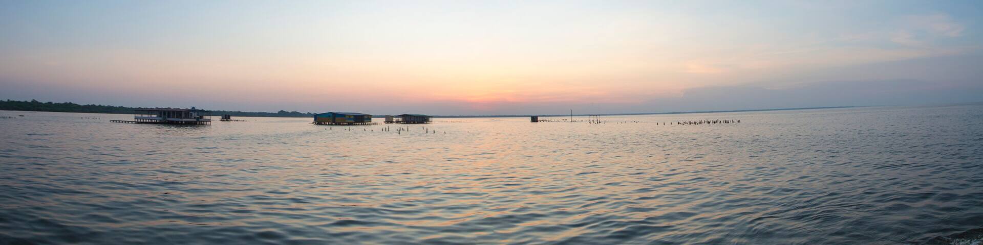 Panoramic view of the sunset on the Lake Maracaibo, Venezuela