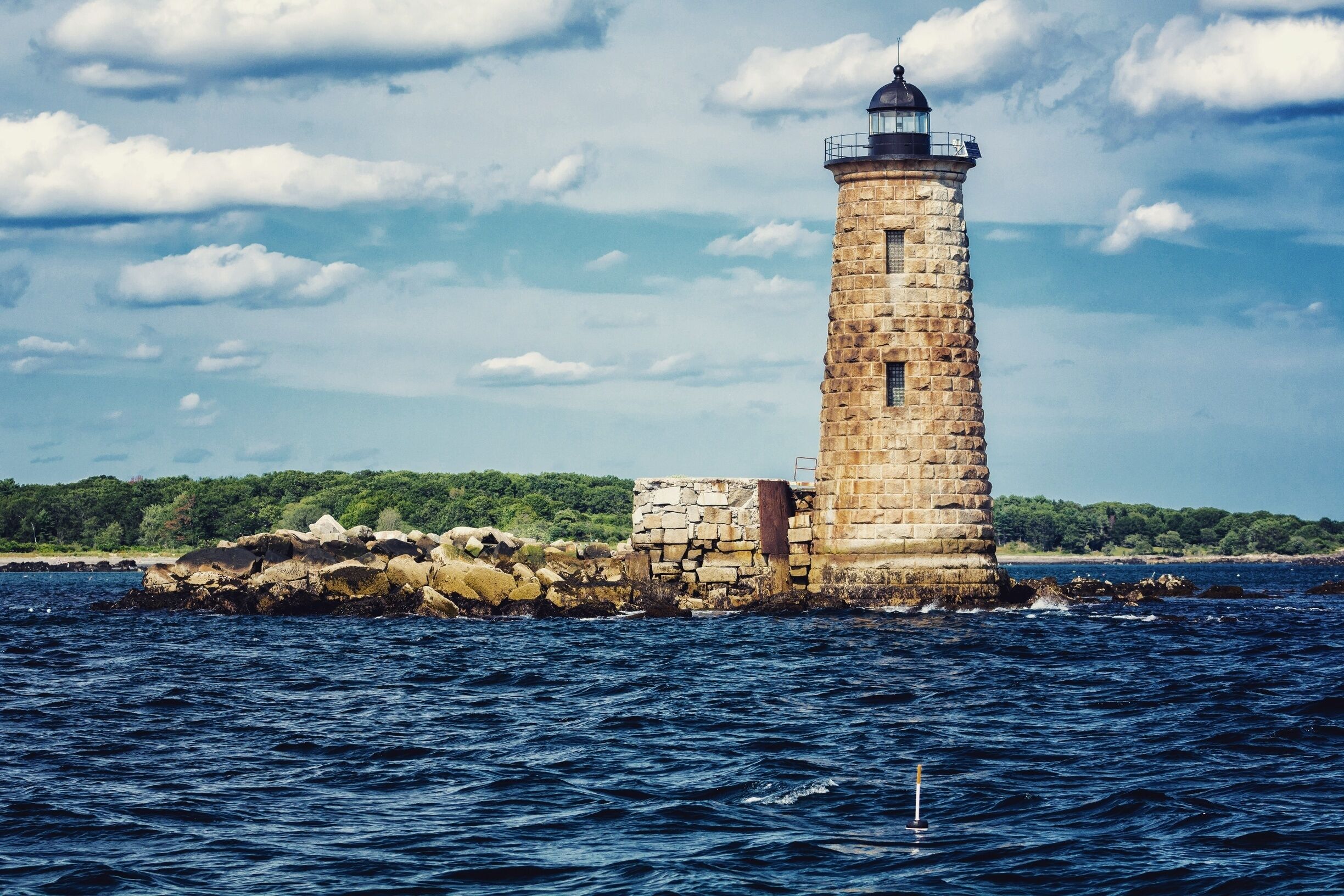 Whaleback Light is a historic lighthouse marking the mouth of the Piscataqua River between New Castle, New Hampshire and Kittery, Maine. It is located on a rocky outcrop offshore southwest of Fort Foster and south of Wood Island in Kittery. It is only accessible by boat. 