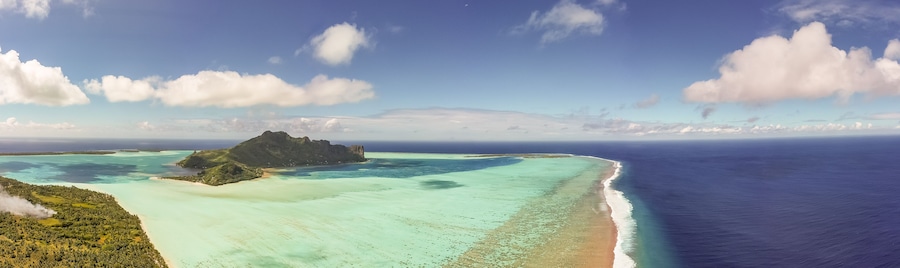 Maupiti Island, French Polynesia, Society Islands, the wild sister of Bora Bora. Aerial footage
