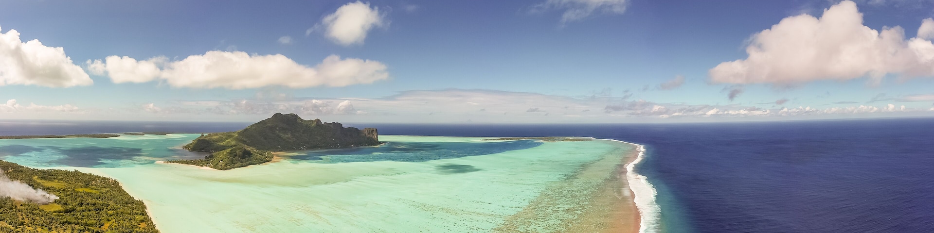 Maupiti Island, French Polynesia, Society Islands, the wild sister of Bora Bora. Aerial footage