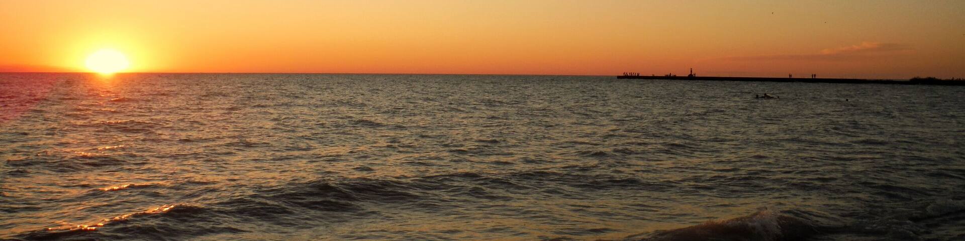 Lake sunset on Lake Michigan as seen from Manistee.