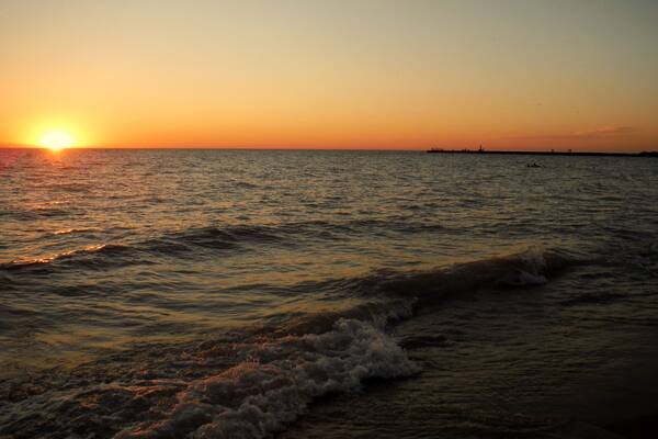 Lake sunset on Lake Michigan as seen from Manistee.