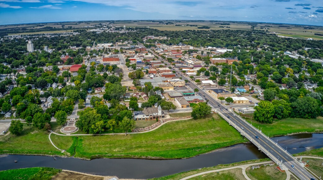 Aerial View of the small Iowa Town of Spencer