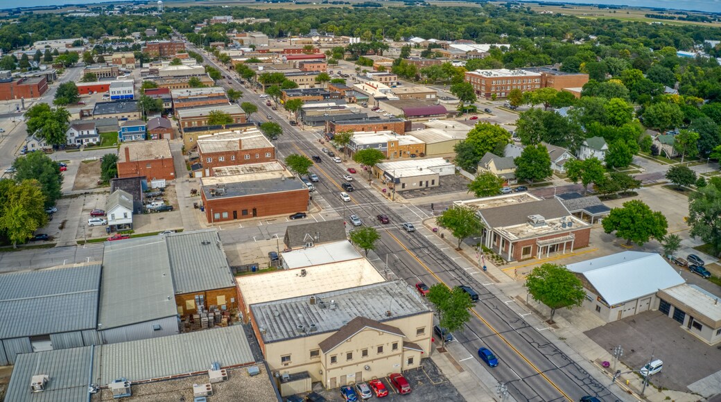 Aerial View of the small Iowa Town of Spencer