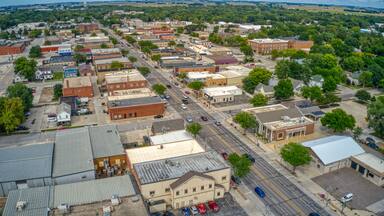 Aerial View of the small Iowa Town of Spencer