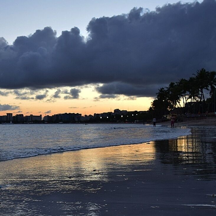 Dark clouds in the late afternoon. Ponta Verde Beach, Maceió, Alagoas, Brazil. 
