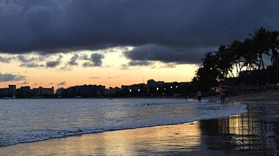 Dark clouds in the late afternoon. Ponta Verde Beach, Maceió, Alagoas, Brazil.