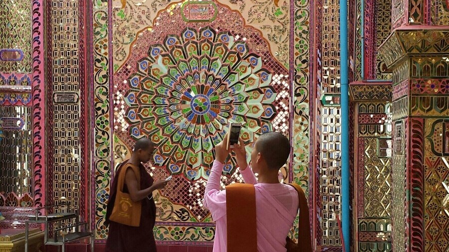 Another reason to visit Mandalay. Sutaungpyei Pagoda on top of Mandalay Hill is gorgeous. I love seeing the monks and nuns using their mobile phones. #mandalay #myanmar #pagoda