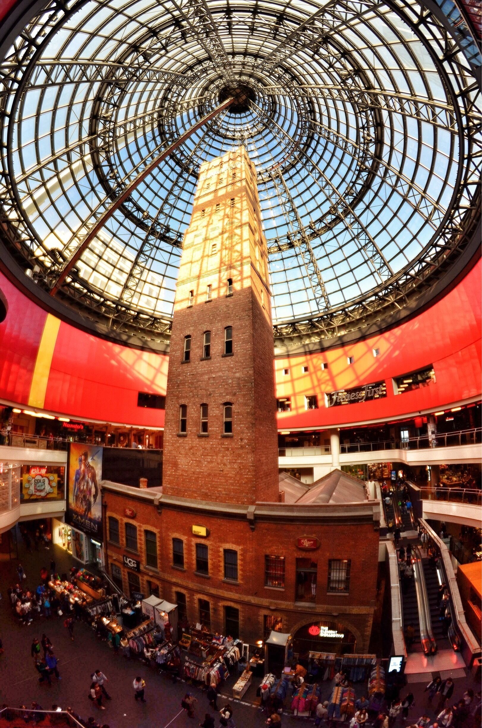 The old Shot Tower inside the Melbourne Central complex in Melbourne, Australia.

Packed with shops, a movie theater and a subway station, the gorgeous glass cone structure has been built around an old shot tower, which was built in 1888 and produced six tons of lead shot per year right up until 1961. 

It's a very cool place to explore and catch a glimpse of cosmopolitan Melbourne.

#architecture