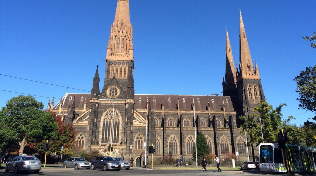 St Patrick's Cathedral on a blue sky autumn afternoon in #Melbourne, Australia.
St Patrick's is a Roman Catholic minor basilica, built in the Gothic Revival style between 1858 and 1939.
The central spire is 105 metres high and the flanking towers and spires are almost 62 metres high.
The cathedral is a notable landmark on Eastern Hill in Melbourne. At night it is often illuminated and the interior decor is stunning.
Walking #roadtrip around #MelbourneWhereILive
#Architecture