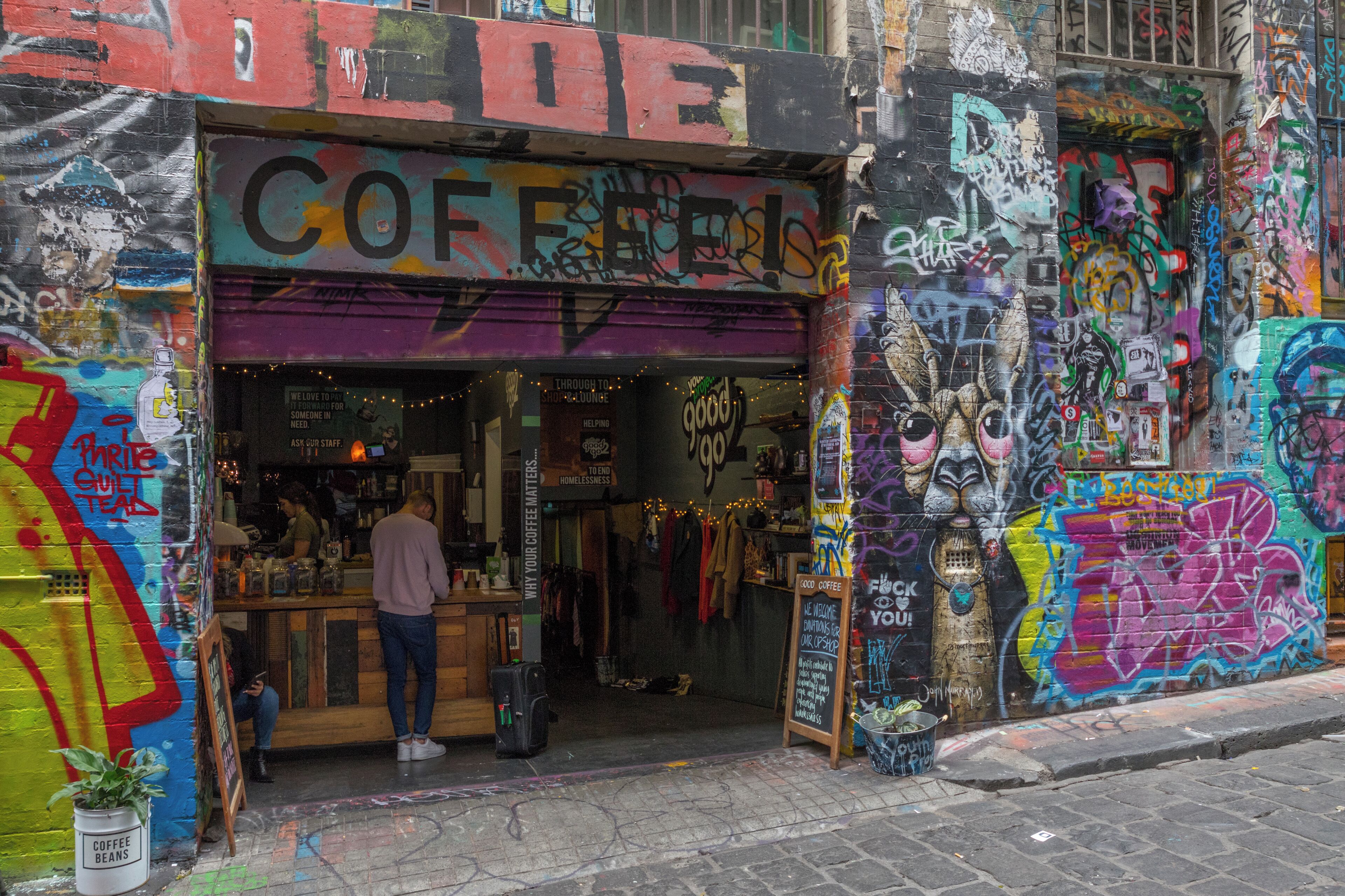 Hosier Lane is place for graffiti. The art in this lane is changing all the time. 

