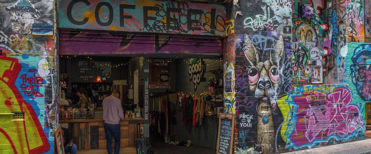 Hosier Lane is place for graffiti. The art in this lane is changing all the time.