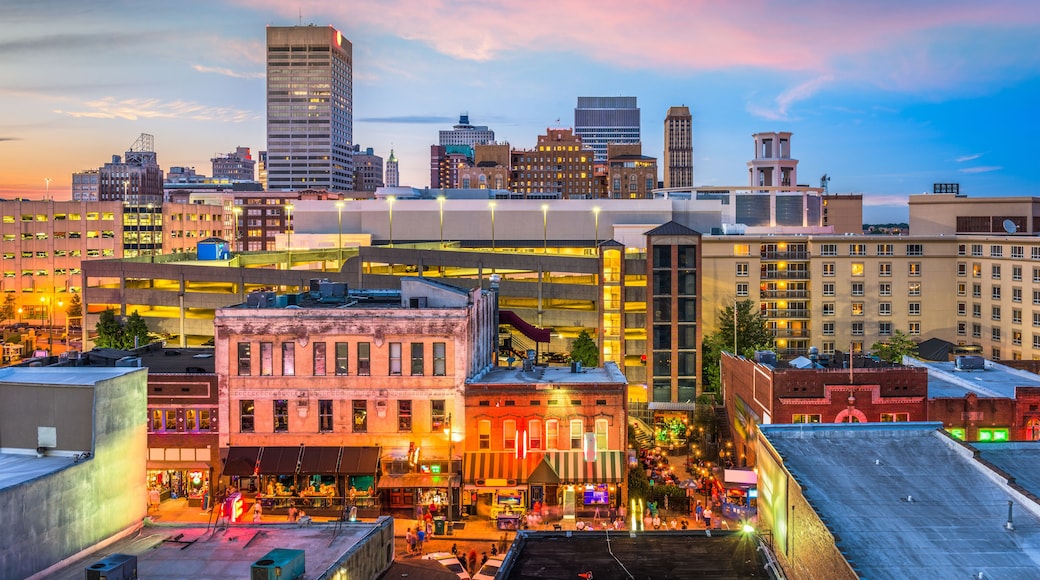 Memphis, Tennessee, USA skyline over Beale Street.