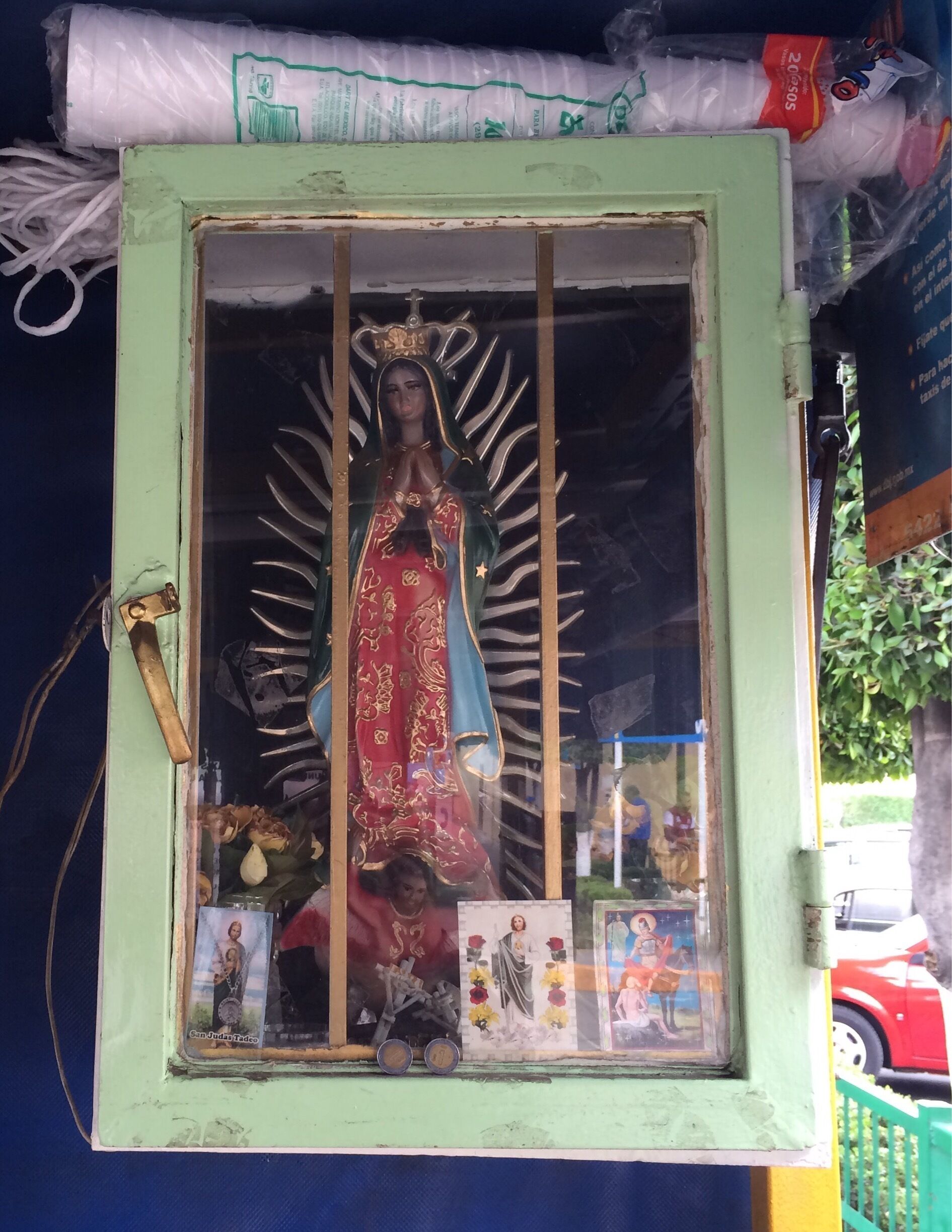 
I created the Holy list to show the diversity of altars, thought it could be interesting. Mexico is a mainly Catholic country, and the majority is devoted to the Virgin of Guadalupe. 

Find more in >> the HolyList

#outdoors #religion #devotion #tradition #travel #troveon #mexico #virgin #altar 