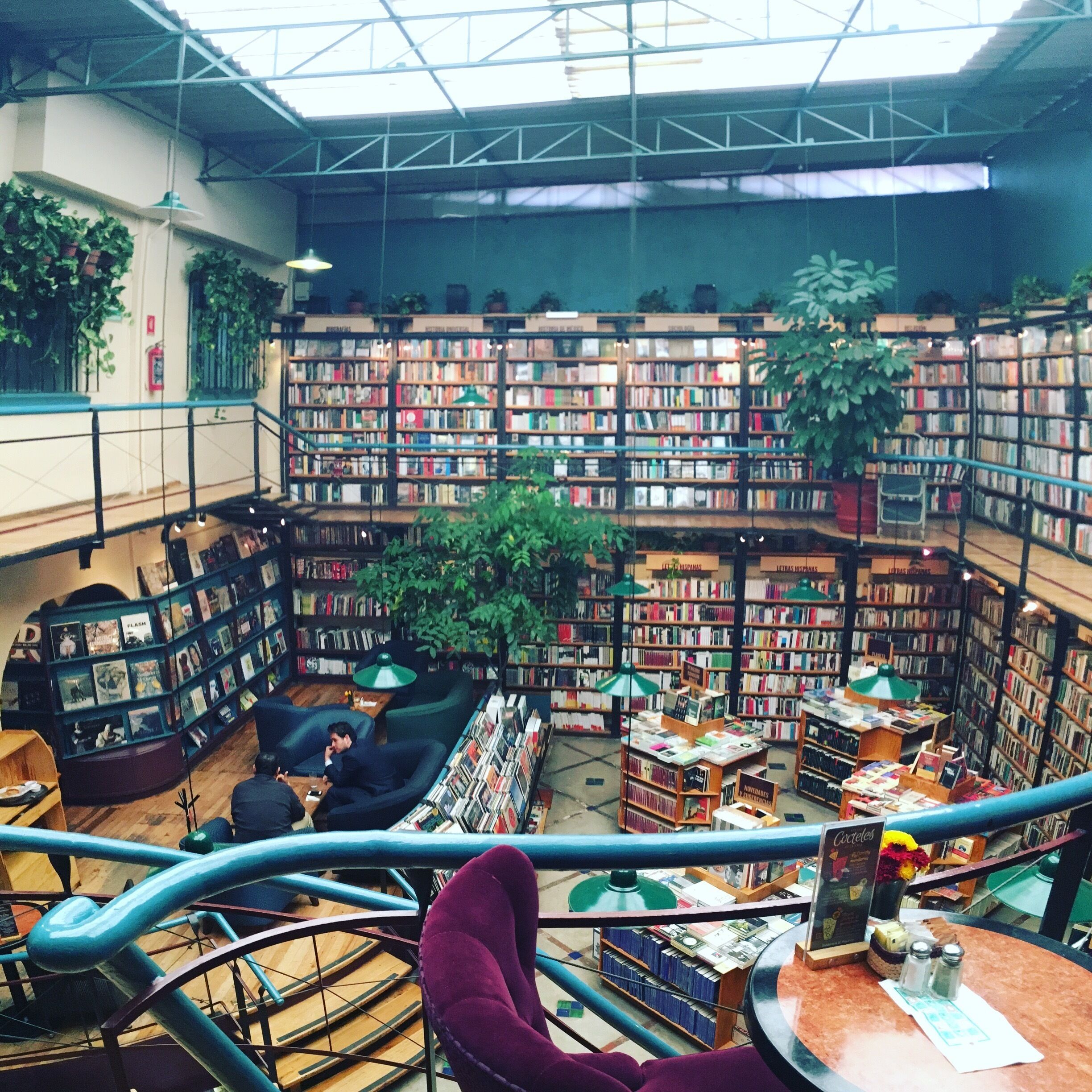 A great find while wandering around Mexico City. A bookshop/cafe/garden. Cool place to hang out for a while on a rainy day. 