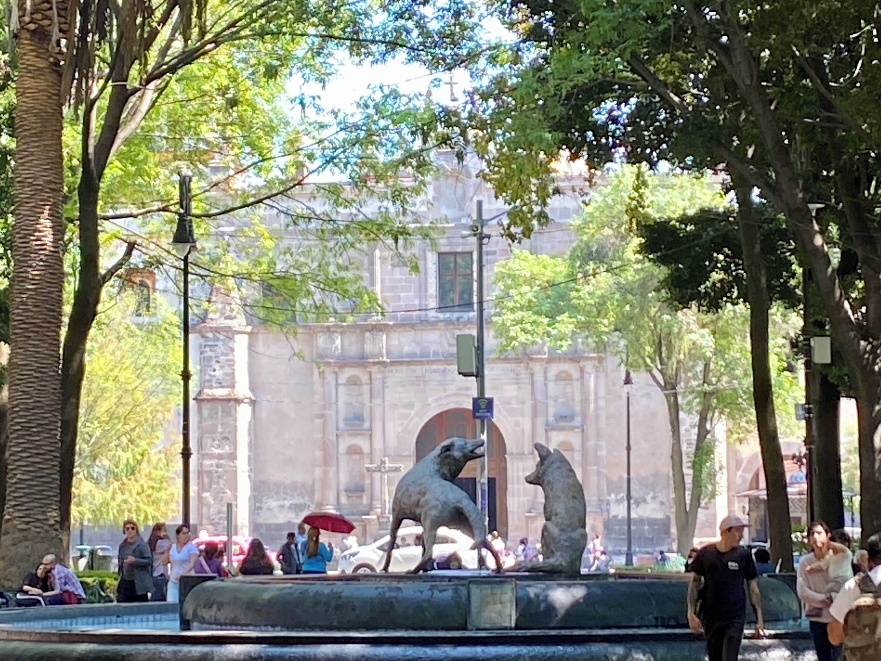 In Coyoacán, a southern neighborhood in Mexico City, this is the fountain in front of the  San Juan Bautiste church. Coyoacán means land of the coyotes! #History