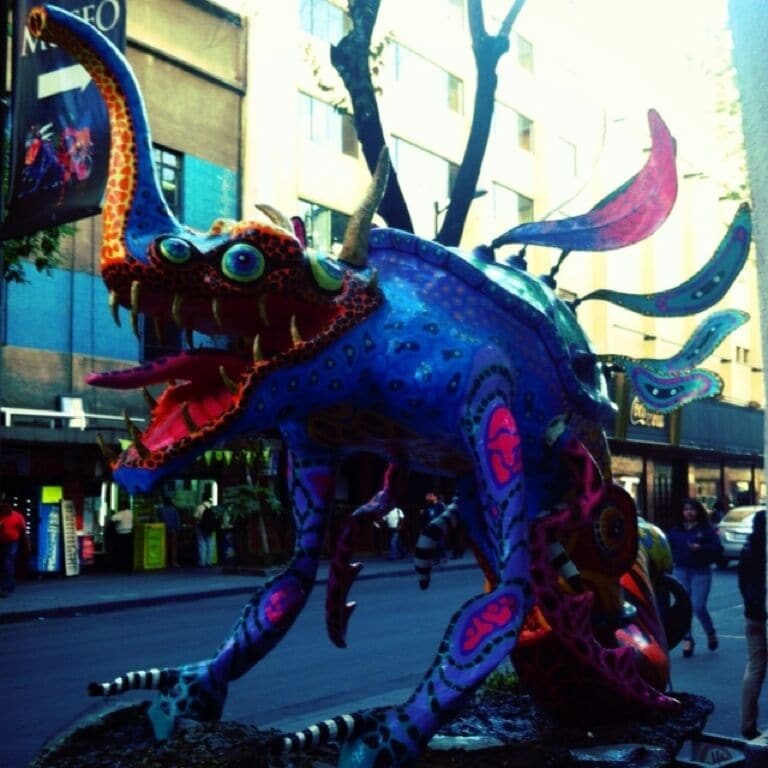 One of 2 sculptures parked outside