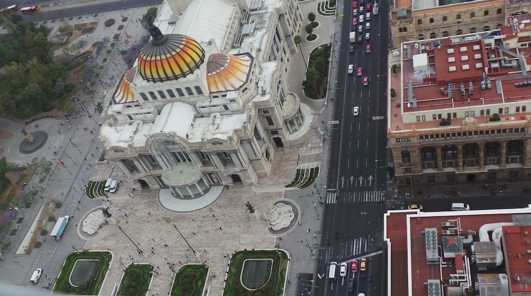 Mirador at Torre Latina overlooks Mexico City. In one corner you overlook Palacio de Bellas Artes, a unique event venue and building that is right next to Parque Alameda. Picture taken 4/17/2016