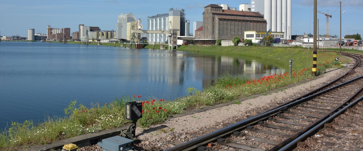 Mills along Industry Harbor (harbor 41), Mannheim, Germany