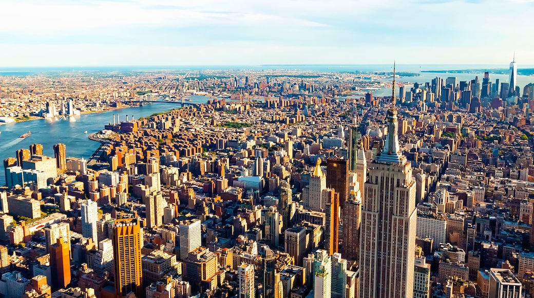 Aerial view of the skyscrapers of Midtown Manhattan New York City