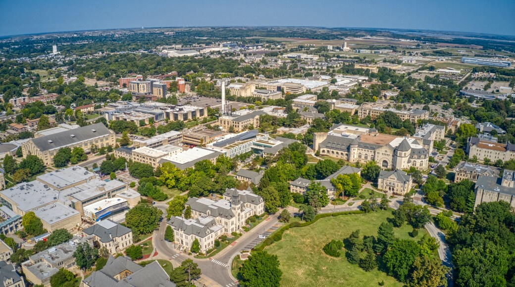 Aerial View of a University in Manhattan, Kansas