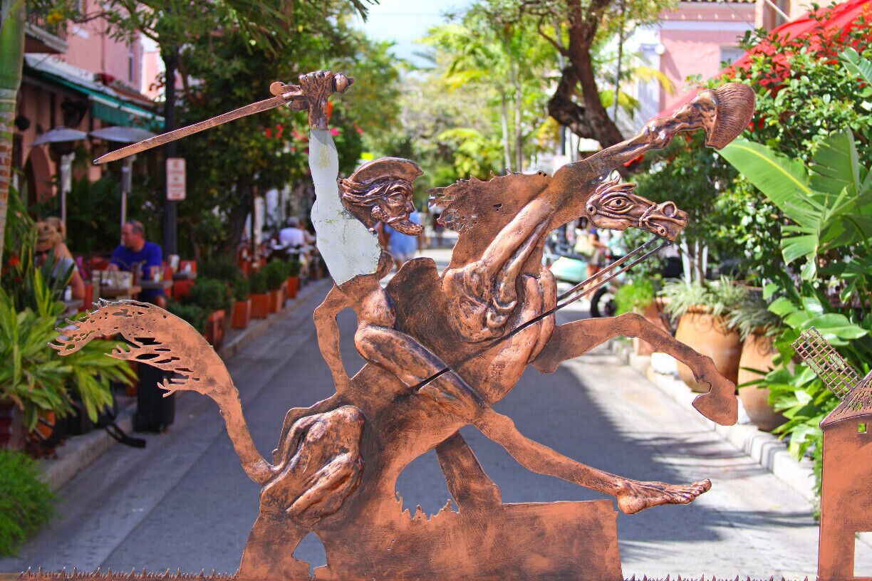 Don Quixote on Espanola Way in South Beach, Miami. 

This is a quaint little neighborhood that has a historic village feeling to it.  There are no cars, only walkers but watch the bicycles. Well worth visiting if in South Beach, only a few blocks from the beach.  The area is quiet and very relaxing, easy to forget about the traffic not far on Collins Rd or Ocean Drive.  I've had a late lunch at Havana 1957 and dinner at Tapas and Tintos and left there full and happy.  