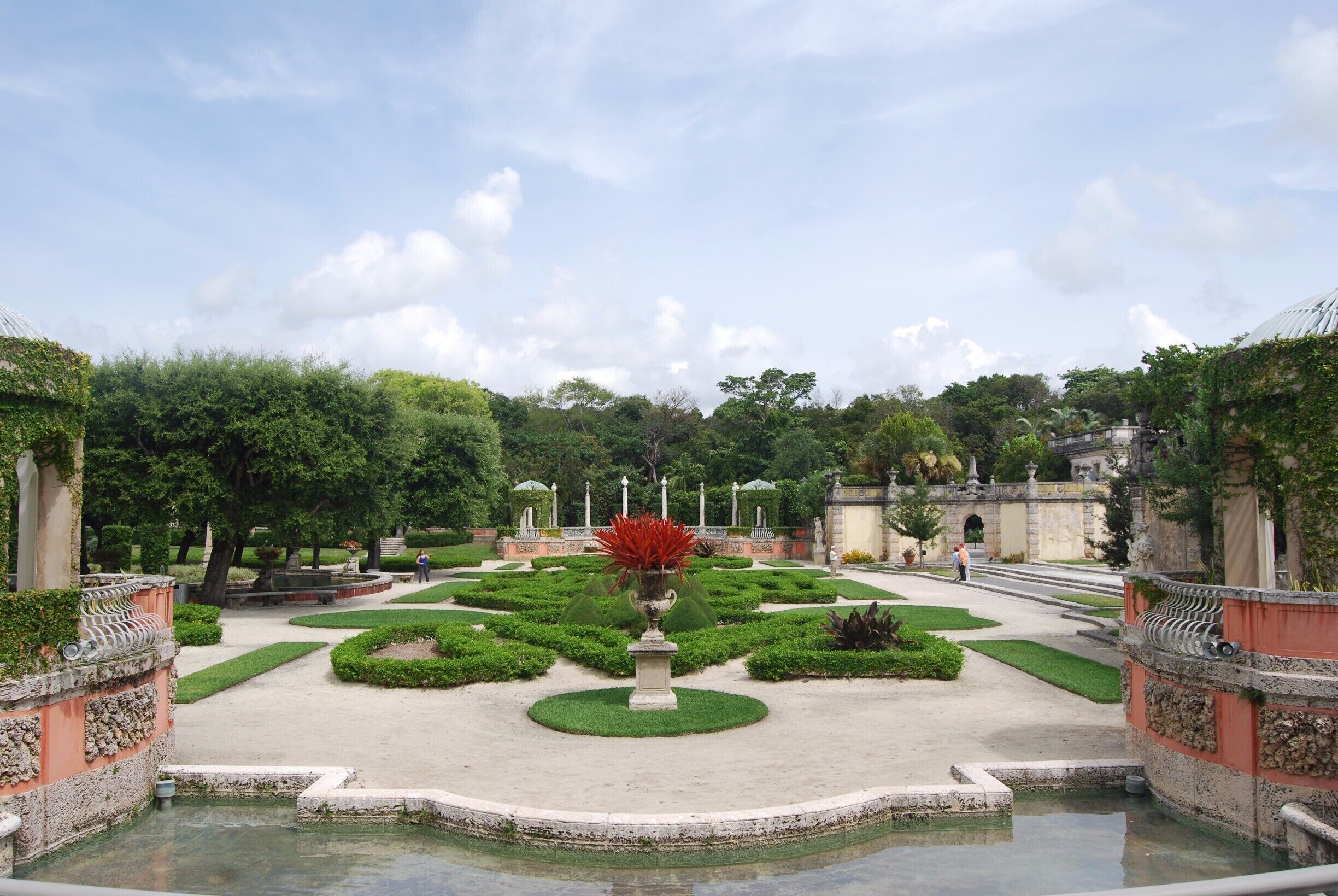 Vizcaya is an estate that was built in the early 1900’s by James Deering. He was inspired by European architecture, specifically Italian villas, but also wanted to include traditional Florida history and materials in his home. The unique mix of European and Floridian design is so interesting and beautiful. As we drove through the gates, we felt as if we stepped out of Miami and into a totally different world. We were in awe that this estate sat literally a mile down the road from the renown skyline, bikinis, and bars of Miami.

It is open every day from 9:30 - 4:30 except on Tuesdays when it is closed. It is $18 dollars for adults, $10 for students, and $6 for children. It is worth every penny! 