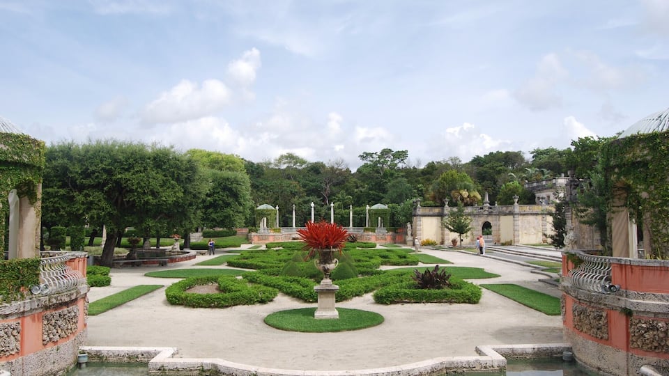 Vizcaya is an estate that was built in the early 1900’s by James Deering. He was inspired by European architecture, specifically Italian villas, but also wanted to include traditional Florida history and materials in his home. The unique mix of European and Floridian design is so interesting and beautiful. As we drove through the gates, we felt as if we stepped out of Miami and into a totally different world. We were in awe that this estate sat literally a mile down the road from the renown skyline, bikinis, and bars of Miami.
It is open every day from 9:30 - 4:30 except on Tuesdays when it is closed. It is $18 dollars for adults, $10 for students, and $6 for children. It is worth every penny!