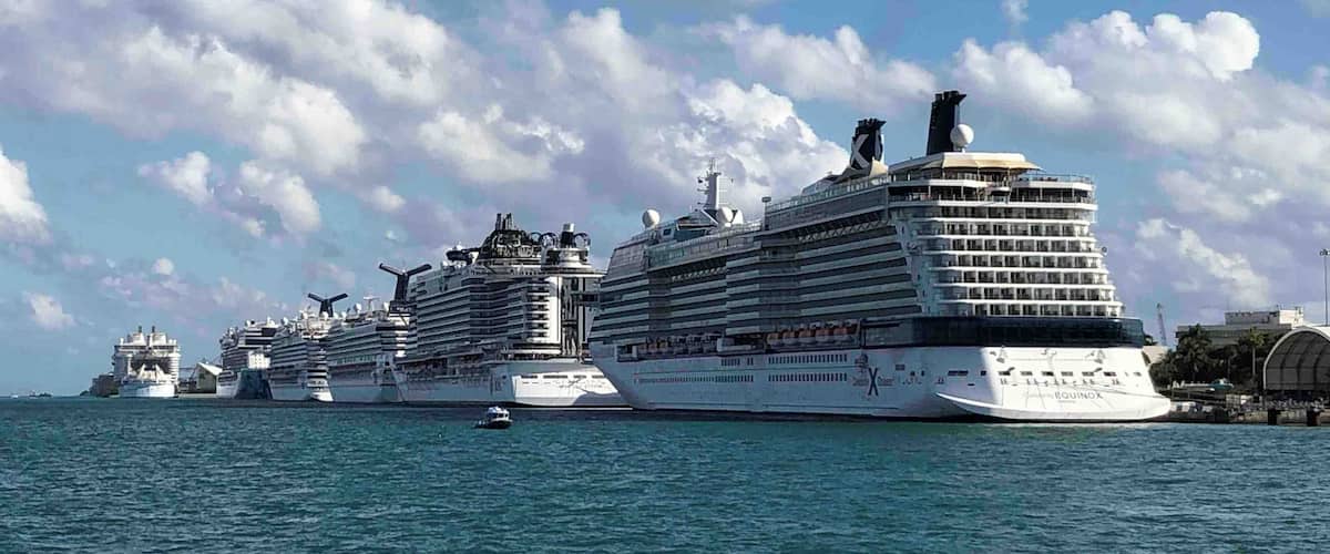 Toured the Port of Miami with seven cruisers docked today.   Currently the largest in the world, Symphony of Seas was preparing for its next excursion.