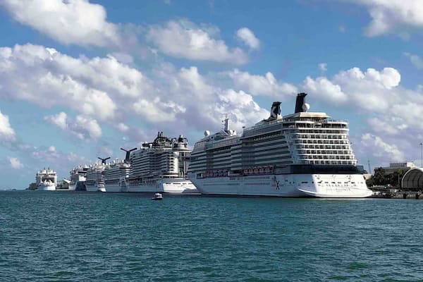 Toured the Port of Miami with seven cruisers docked today. Currently the largest in the world, Symphony of Seas was preparing for its next excursion.