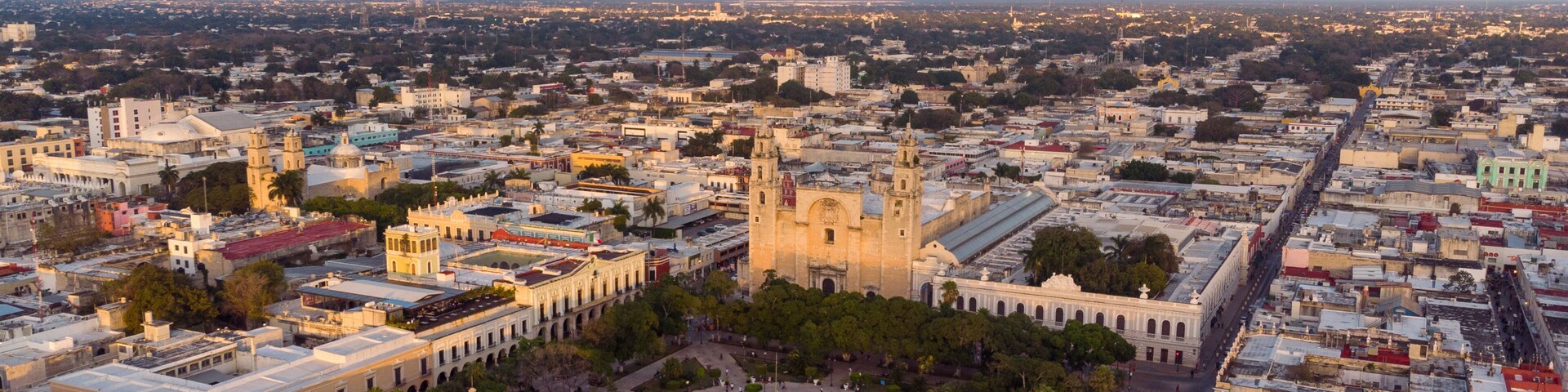 Merida Yucatan Mexico Cathedral at sunset