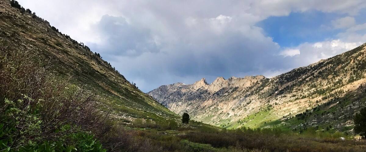 Another view from the trail at the end of the road, heading back north with a nice view of some pretty impressive peaks in the background.