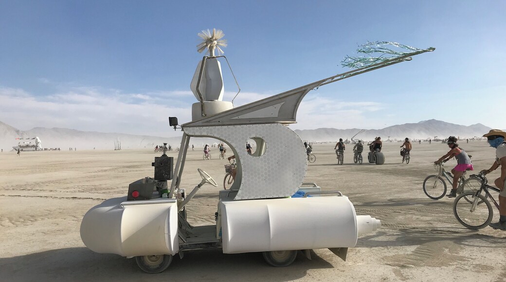 Morning traffic in Black Rock City.