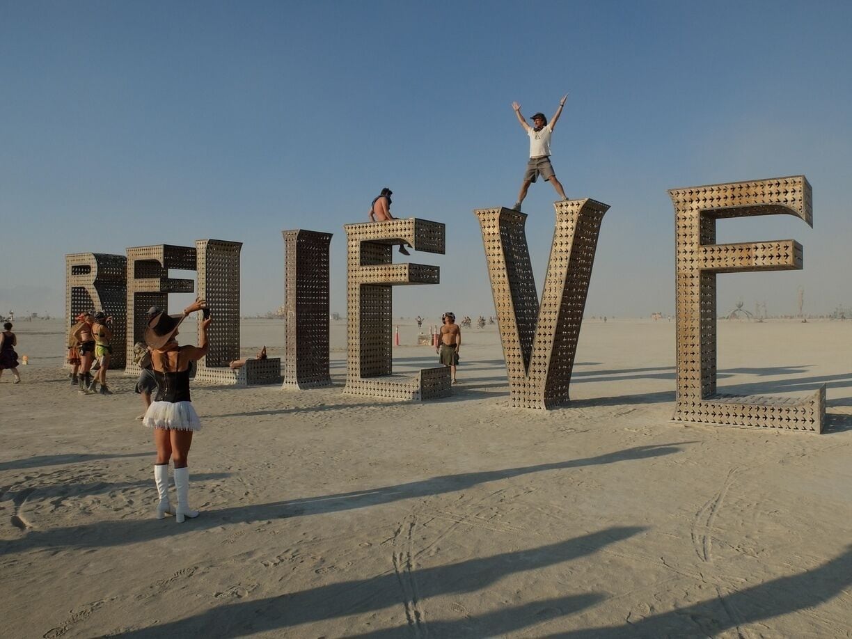Believe by Laura Kimpton.  One of many highlights from our daytime adventures around Burningman 2013.  #playasparks